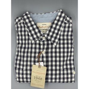 Original Weatherproof Vintage Men's Button Up Shirt Large Gingham Cotton NWT